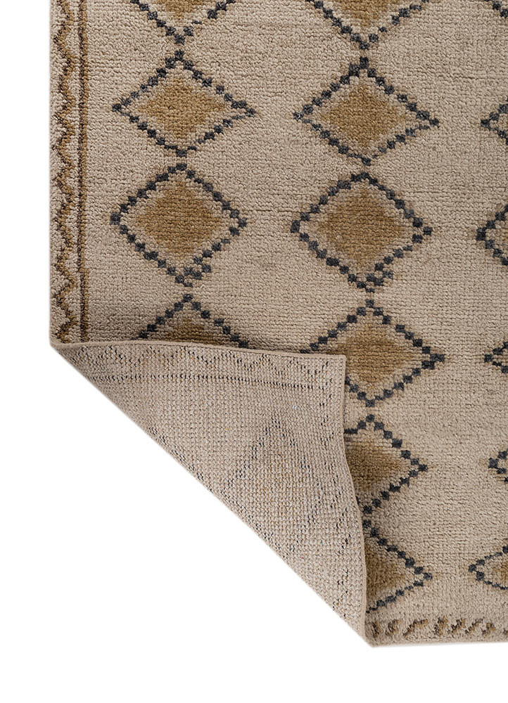 thyme beige and brown wool hand knotted Rug - Backing Shot thyme beige and brown wool hand knotted Rug - Backing Shot