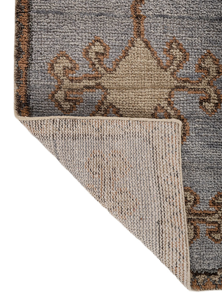 thyme blue wool hand knotted Rug - Backing Shot thyme blue wool hand knotted Rug - Backing Shot