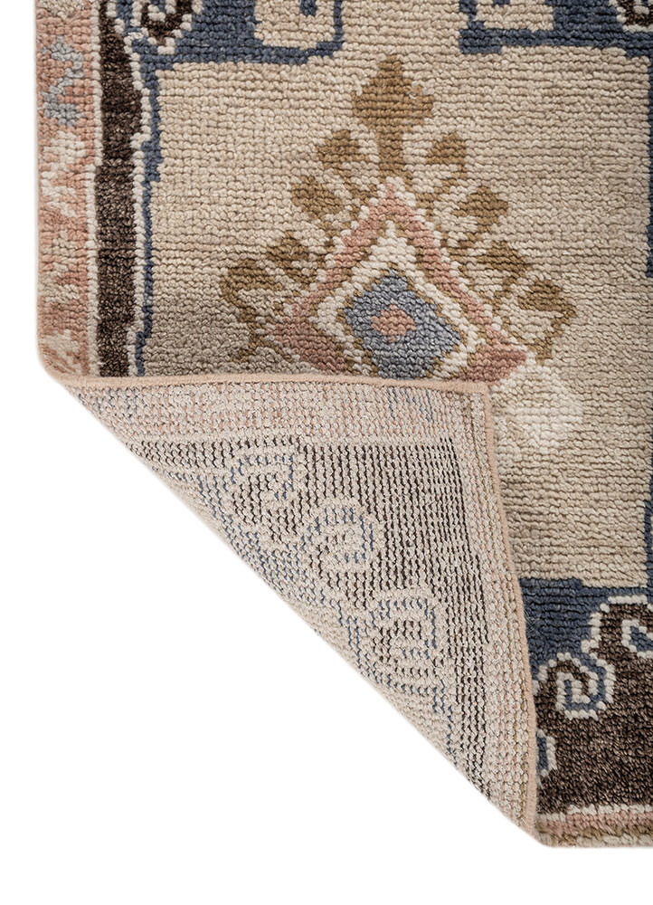 aprezo beige and brown wool hand knotted Rug - Backing Shot aprezo beige and brown wool hand knotted Rug - Backing Shot