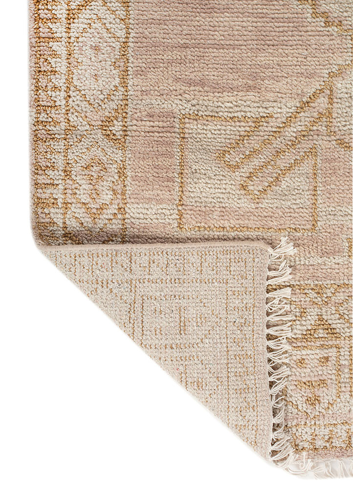 thyme ivory wool hand knotted Rug - Backing Shot