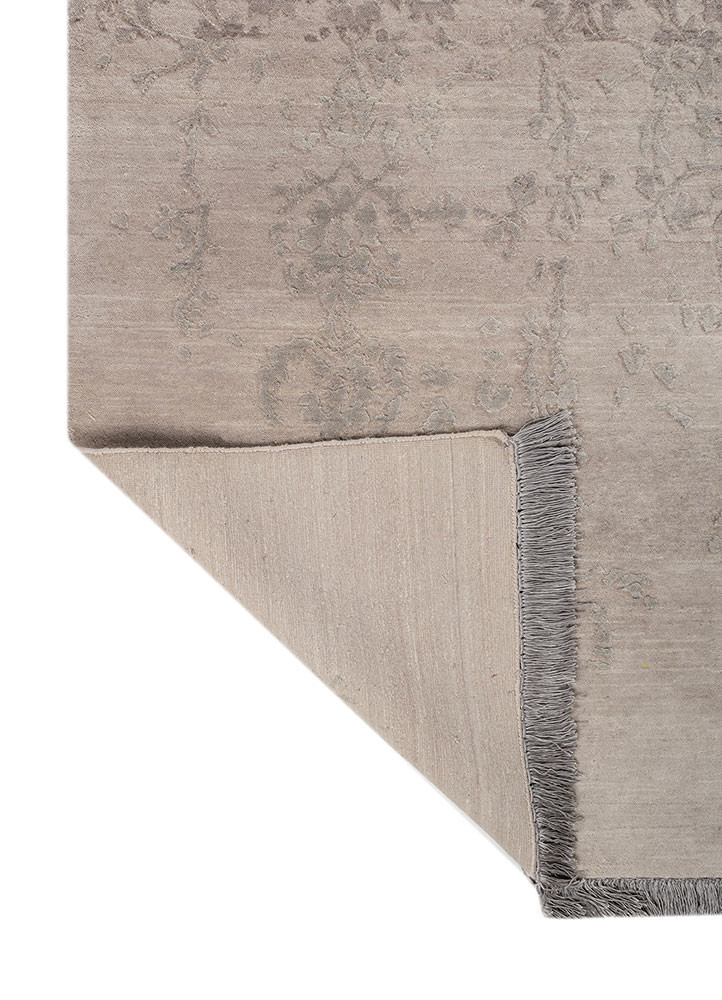 far east beige and brown wool hand knotted Rug - Backing Shot