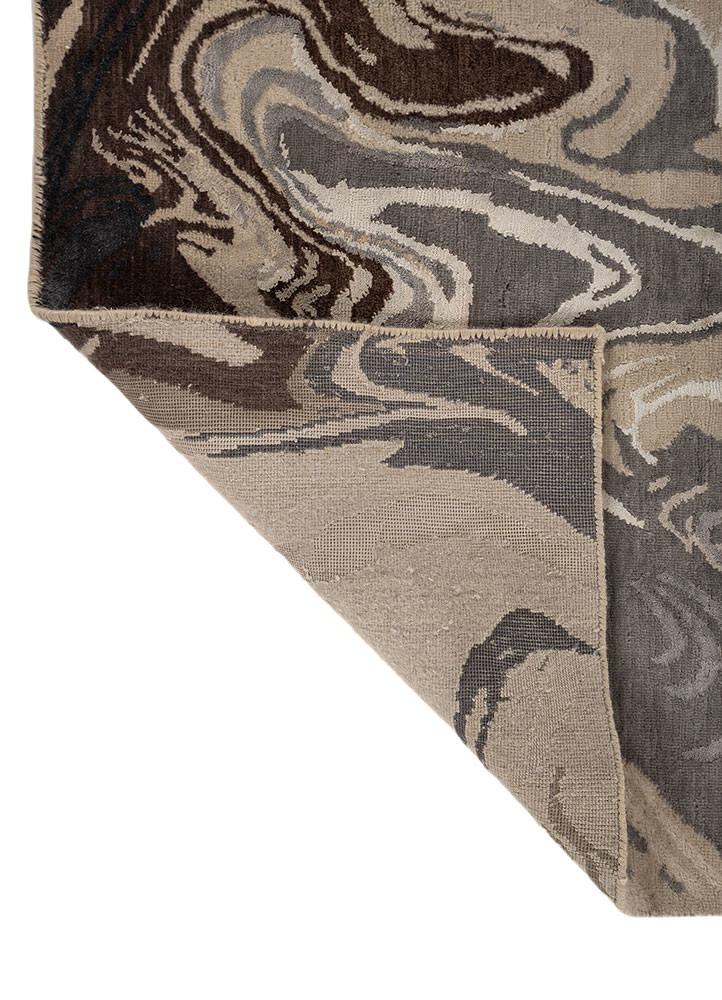 aprezo ivory wool and bamboo silk hand knotted Rug - Backing Shot