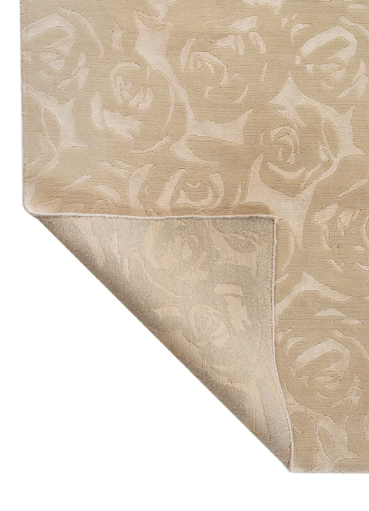 pansy ivory wool and bamboo silk hand knotted Rug - Backing Shot pansy ivory wool and bamboo silk hand knotted Rug - Backing Shot