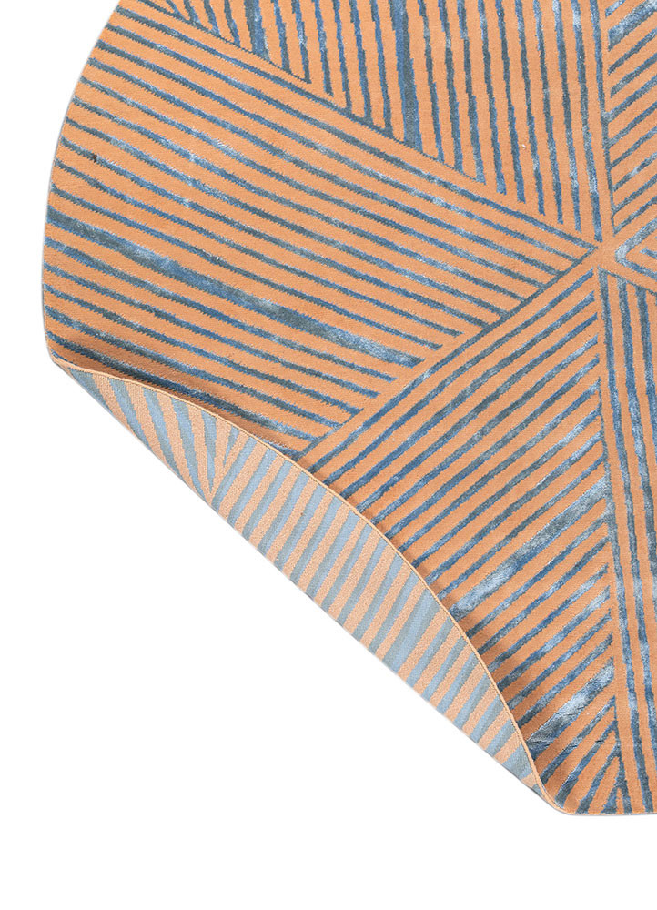 azalea red and orange wool and bamboo silk hand knotted Rug - Backing Shot