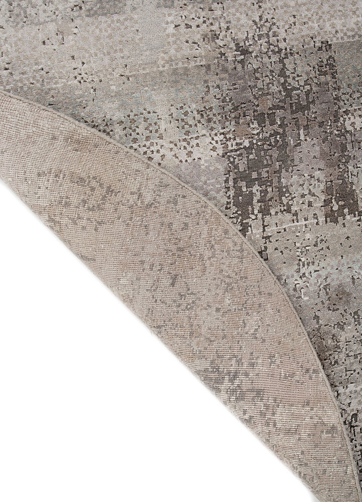 entropy grey and black wool and bamboo silk hand knotted Rug - Backing Shot