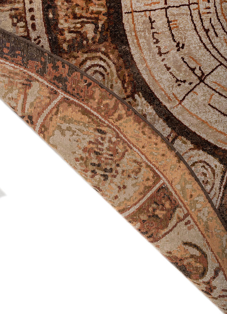 whispers of the desert red and orange wool and bamboo silk hand knotted Rug - Backing Shot