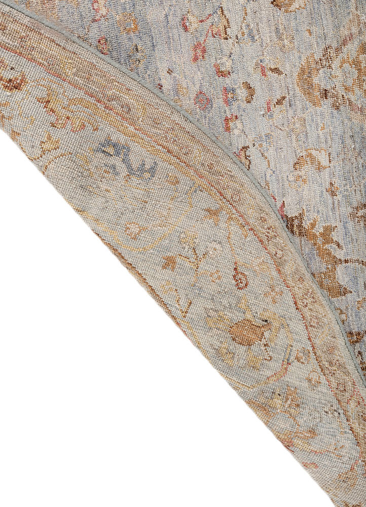 someplace in time blue afghan wool hand knotted Rug - Backing Shot