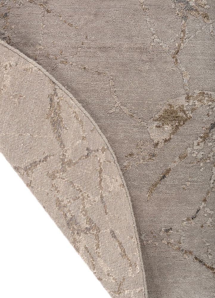 urban pause by kavi grey and black wool and silk hand knotted Rug - Backing Shot