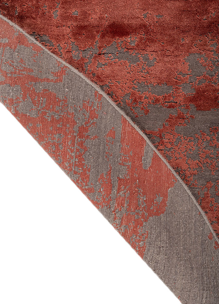 project error by kavi grey and black wool and bamboo silk hand knotted Rug - Backing Shot