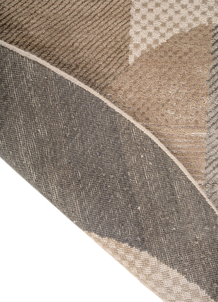 chaos theory by kavi ivory wool and bamboo silk hand knotted Rug - Backing Shot