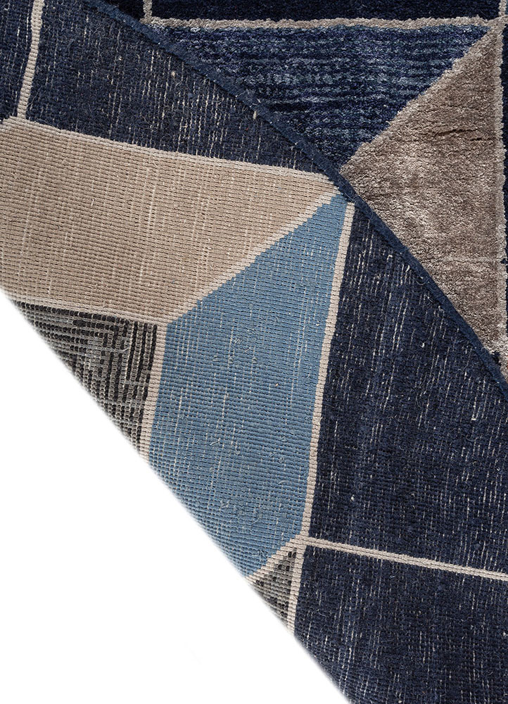 chaos theory by kavi blue wool and bamboo silk hand knotted Rug - Backing Shot chaos theory by kavi blue wool and bamboo silk hand knotted Rug - Backing Shot