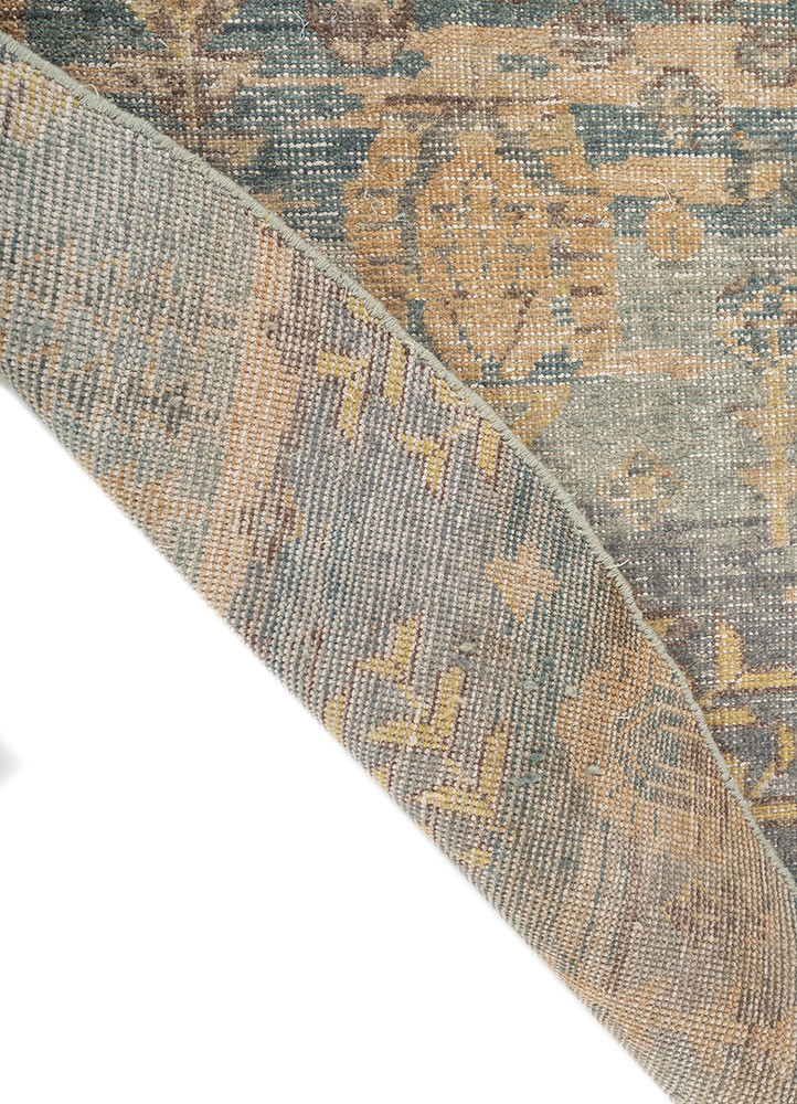 viscaya blue wool hand knotted Rug - Backing Shot viscaya blue wool hand knotted Rug - Backing Shot