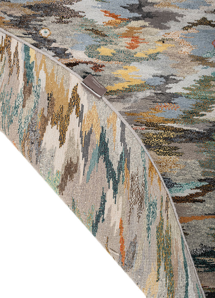 manchaha grey and black wool and bamboo silk hand knotted Rug - Backing Shot manchaha grey and black wool and bamboo silk hand knotted Rug - Backing Shot