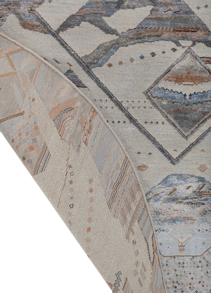 manchaha blue wool and bamboo silk hand knotted Rug - Backing Shot manchaha blue wool and bamboo silk hand knotted Rug - Backing Shot