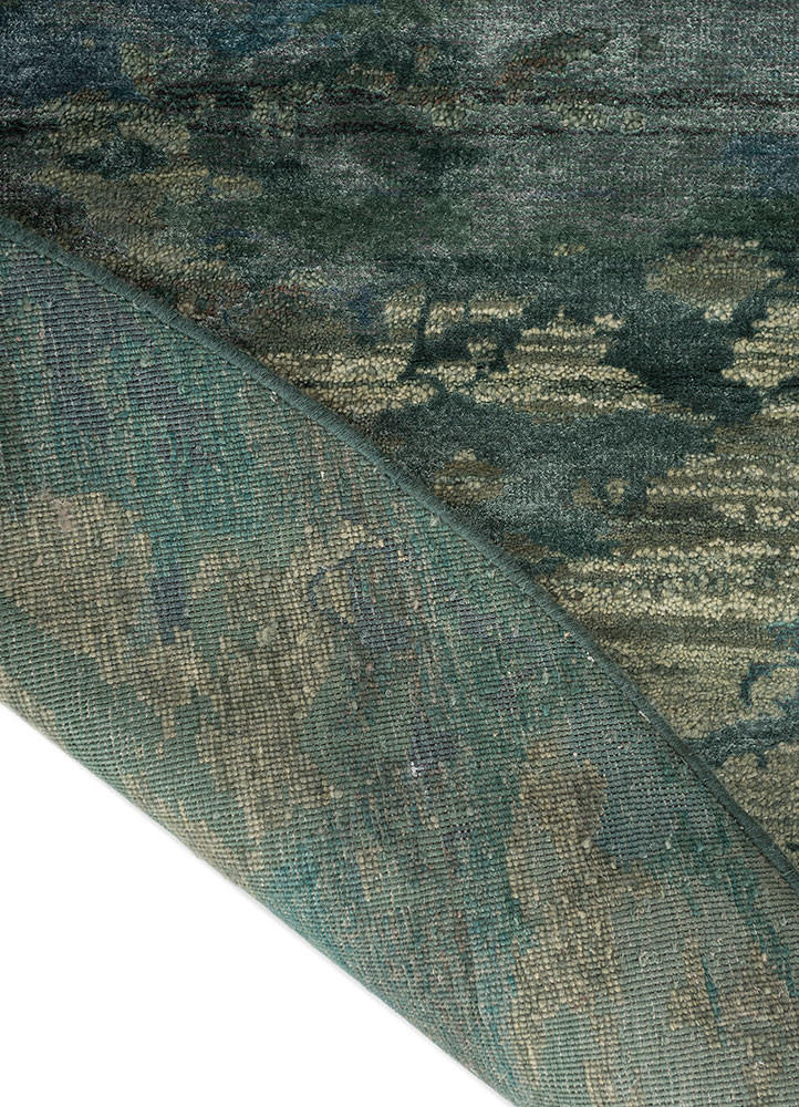 manchaha green wool and bamboo silk hand knotted Rug - Backing Shot manchaha green wool and bamboo silk hand knotted Rug - Backing Shot