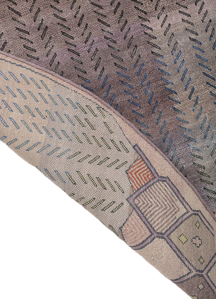 manchaha pink and purple wool and bamboo silk hand knotted Rug - Backing Shot manchaha pink and purple wool and bamboo silk hand knotted Rug - Backing Shot