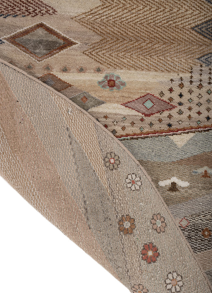 manchaha pink and purple wool and bamboo silk hand knotted Rug - Backing Shot