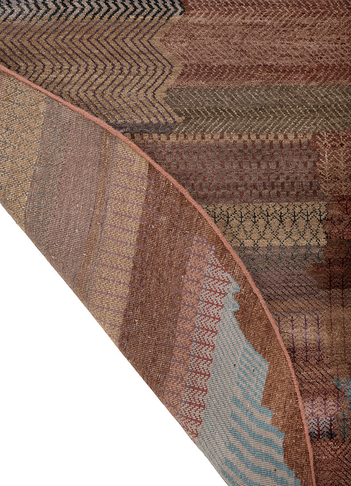 manchaha red and orange wool and bamboo silk hand knotted Rug - Backing Shot manchaha red and orange wool and bamboo silk hand knotted Rug - Backing Shot