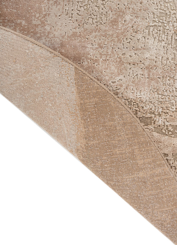 uvenuti beige and brown wool and bamboo silk hand knotted Rug - Backing Shot