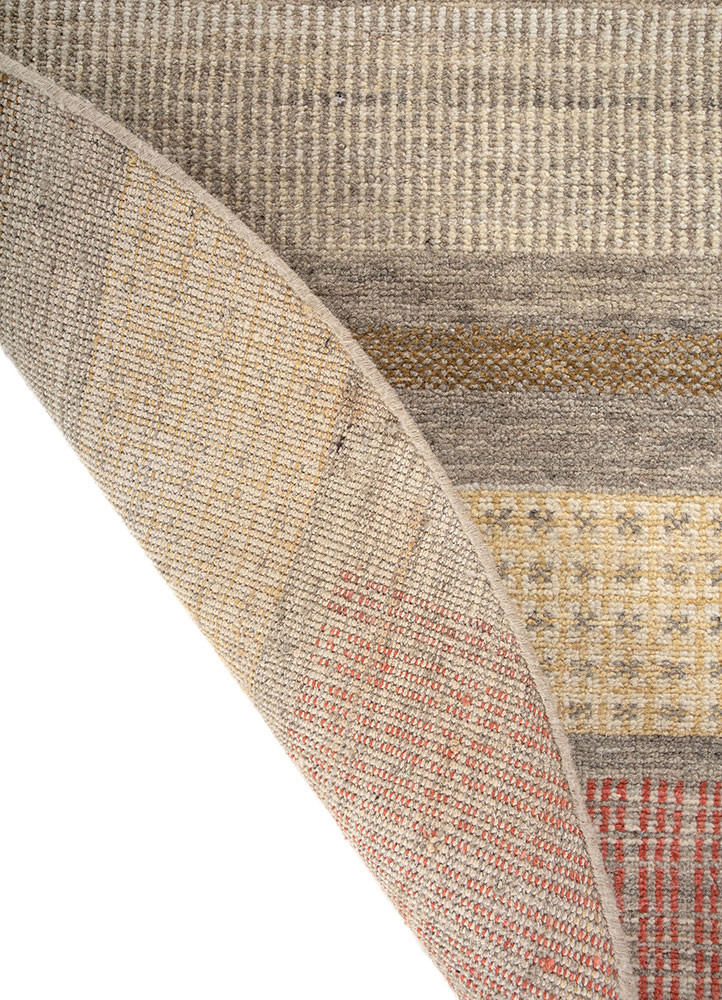 blythe beige and brown wool hand knotted Rug - Backing Shot