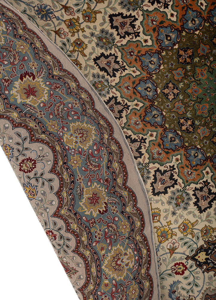 gulmarg green wool and silk hand knotted Rug - Backing Shot gulmarg green wool and silk hand knotted Rug - Backing Shot
