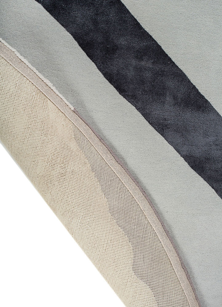 contour ivory wool and bamboo silk hand tufted Rug - Backing Shot