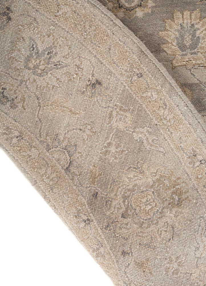 gulnar grey and black wool hand knotted Rug - Backing Shot
