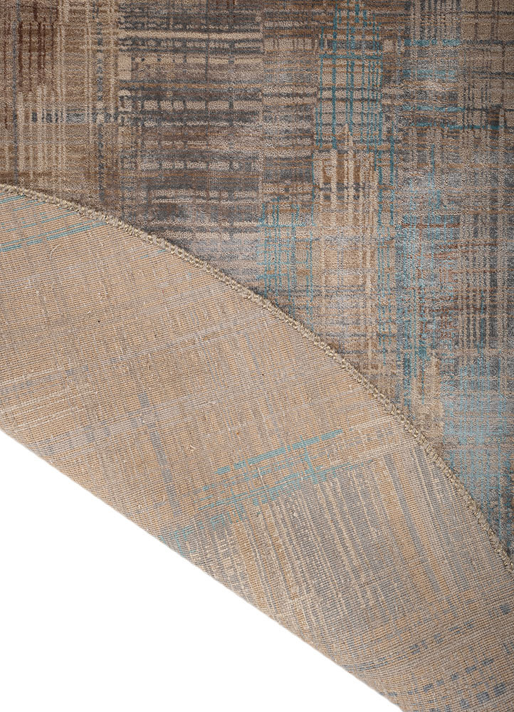 unstring by kavi grey and black wool and bamboo silk hand knotted Rug - Backing Shot unstring by kavi grey and black wool and bamboo silk hand knotted Rug - Backing Shot