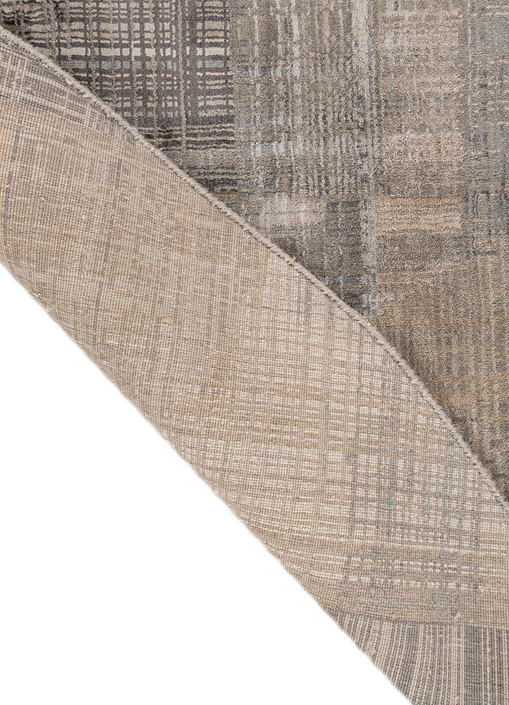 unstring by kavi ivory wool and bamboo silk hand knotted Rug - Backing Shot