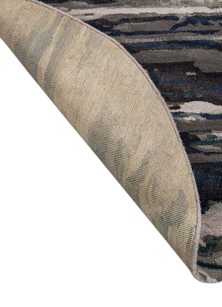 genesis grey and black wool and viscose hand tufted Rug - Backing Shot genesis grey and black wool and viscose hand tufted Rug - Backing Shot