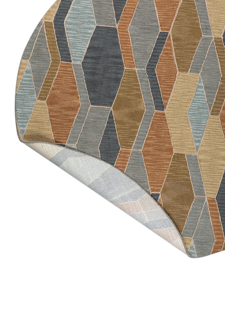 acar blue wool hand tufted Rug - Backing Shot acar blue wool hand tufted Rug - Backing Shot
