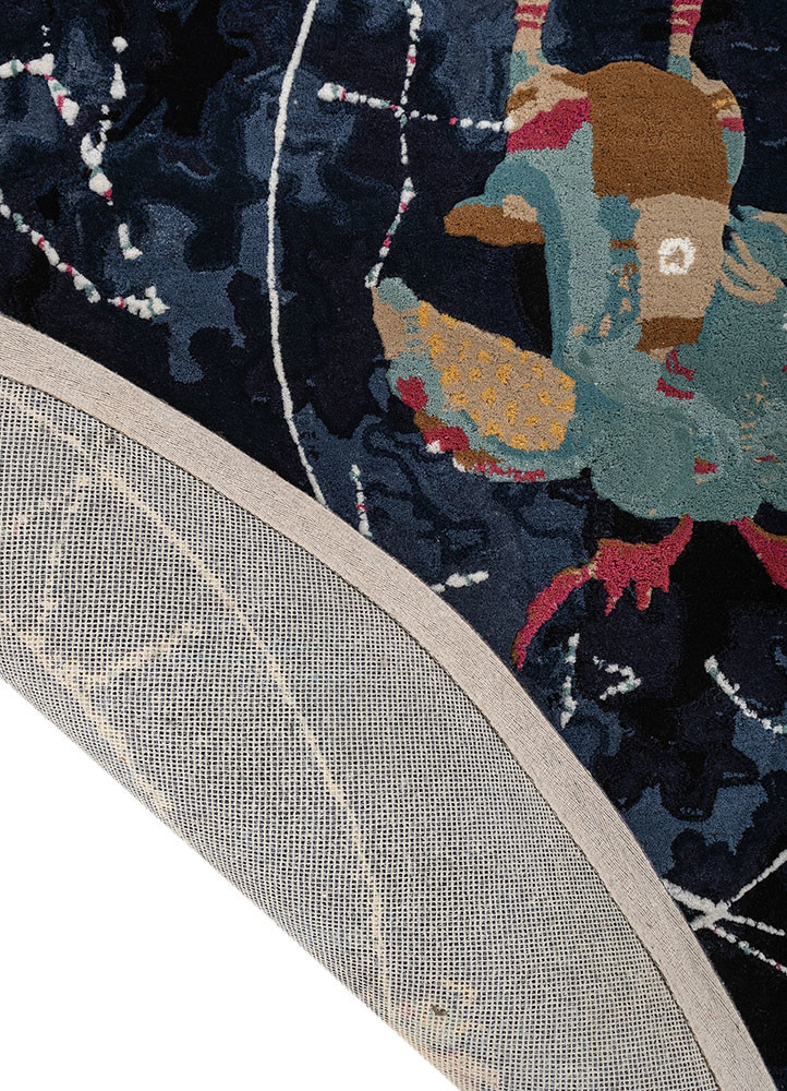 happiness grey and black wool hand tufted Rug - Backing Shot