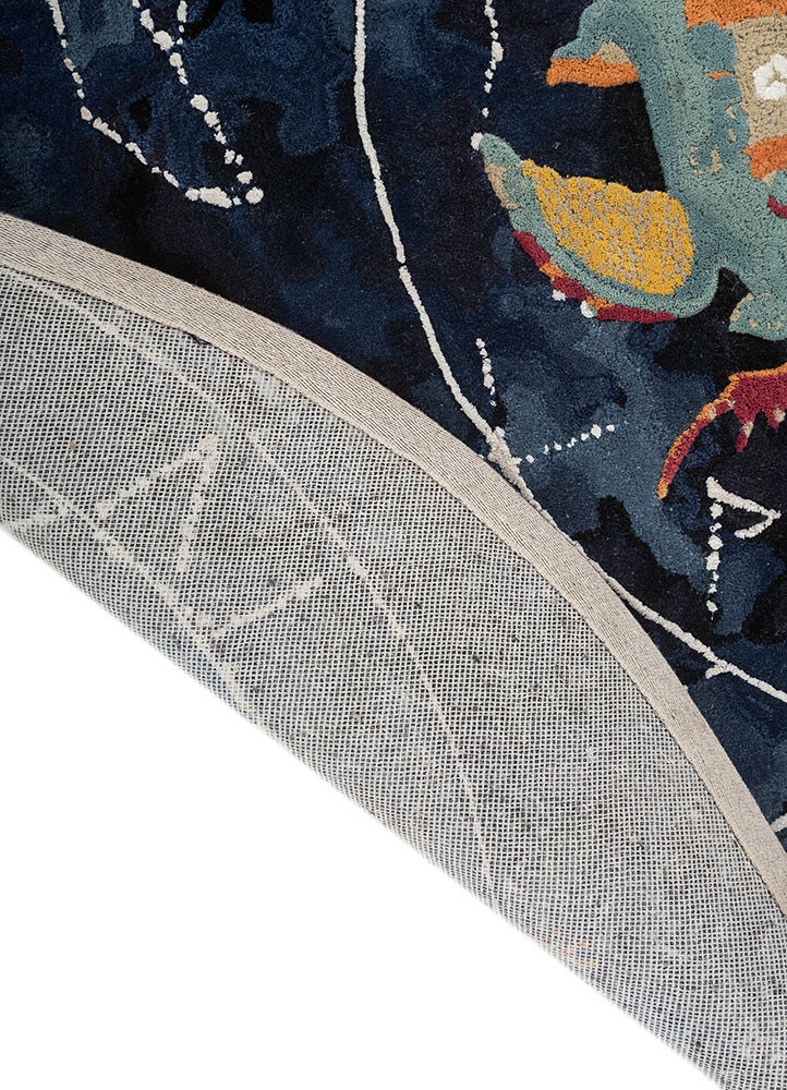 happiness grey and black wool hand tufted Rug - Backing Shot