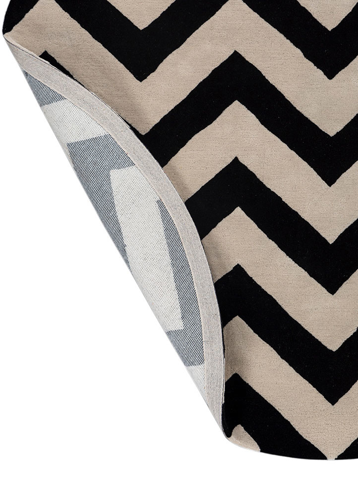 contour grey and black wool hand tufted Rug - Backing Shot