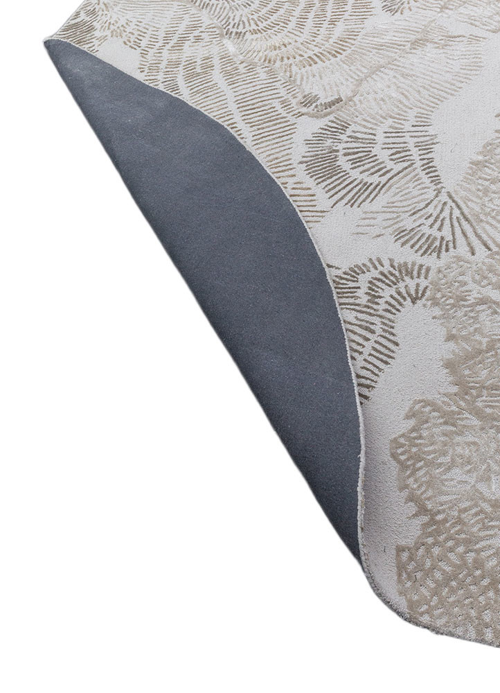 white noise ivory wool and viscose hand tufted Rug - Backing Shot