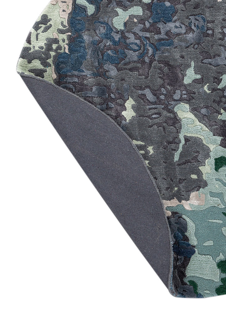 genesis blue wool and viscose hand tufted Rug - Backing Shot