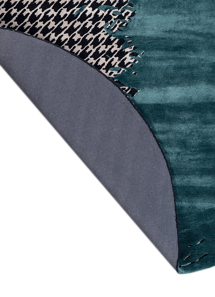 adrift blue wool and viscose hand tufted Rug - Backing Shot adrift blue wool and viscose hand tufted Rug - Backing Shot