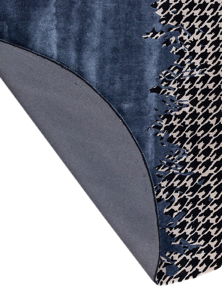 adrift blue wool and viscose hand tufted Rug - Backing Shot adrift blue wool and viscose hand tufted Rug - Backing Shot