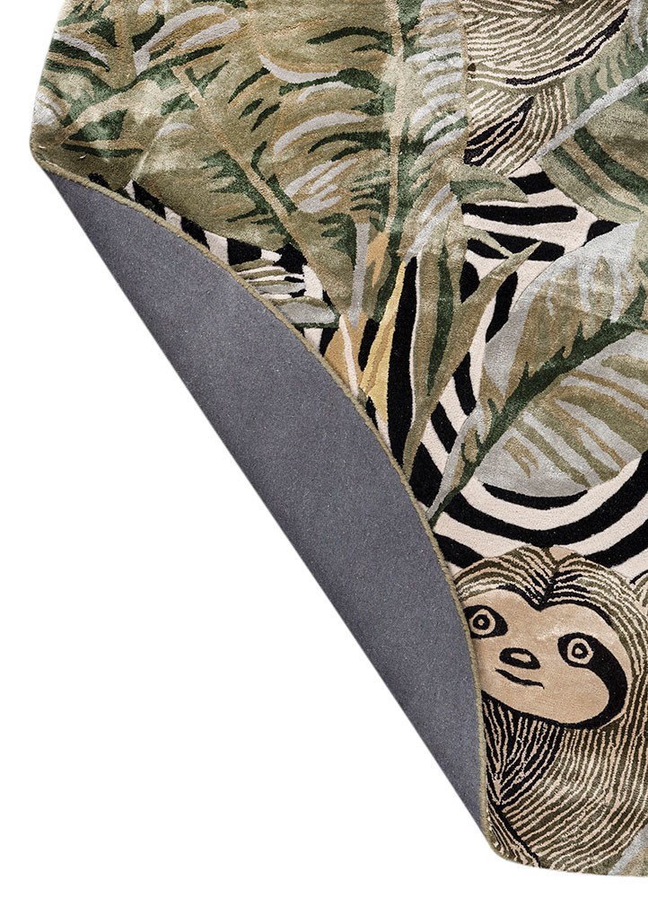 aurelia green wool and viscose hand tufted Rug - Backing Shot