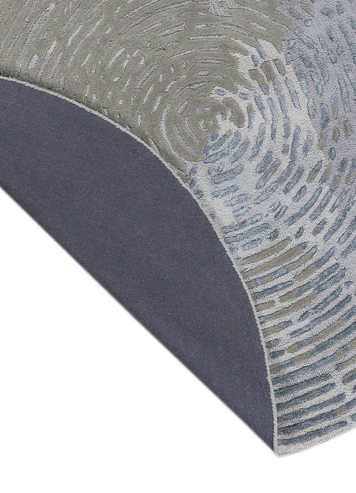 aprezo blue wool and viscose hand tufted Rug - Backing Shot aprezo blue wool and viscose hand tufted Rug - Backing Shot