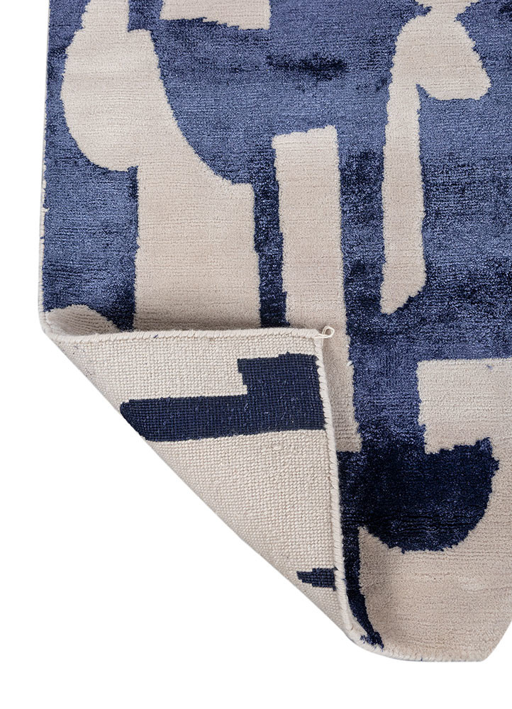 white noise ivory wool and bamboo silk hand knotted Rug - Backing Shot white noise ivory wool and bamboo silk hand knotted Rug - Backing Shot