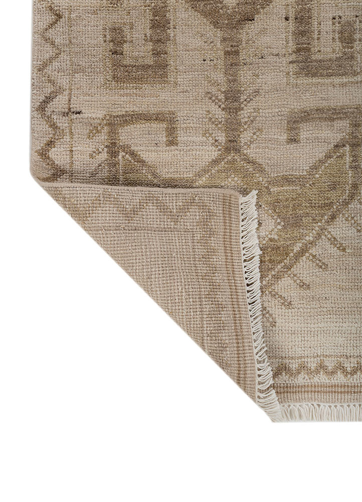 thyme beige and brown wool hand knotted Rug - Backing Shot thyme beige and brown wool hand knotted Rug - Backing Shot