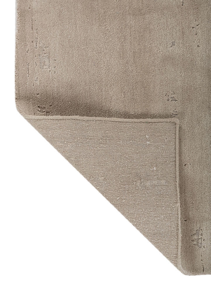 aprezo beige and brown wool and bamboo silk hand knotted Rug - Backing Shot