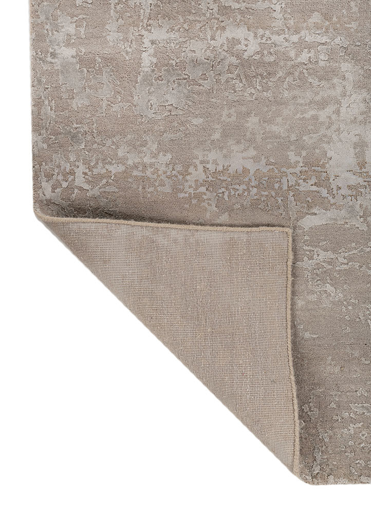 chaos theory by kavi grey and black wool and bamboo silk hand knotted Rug - Backing Shot