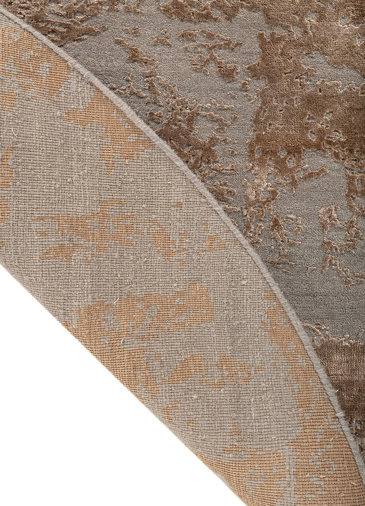 project error by kavi grey and black wool and bamboo silk hand knotted Rug - Backing Shot