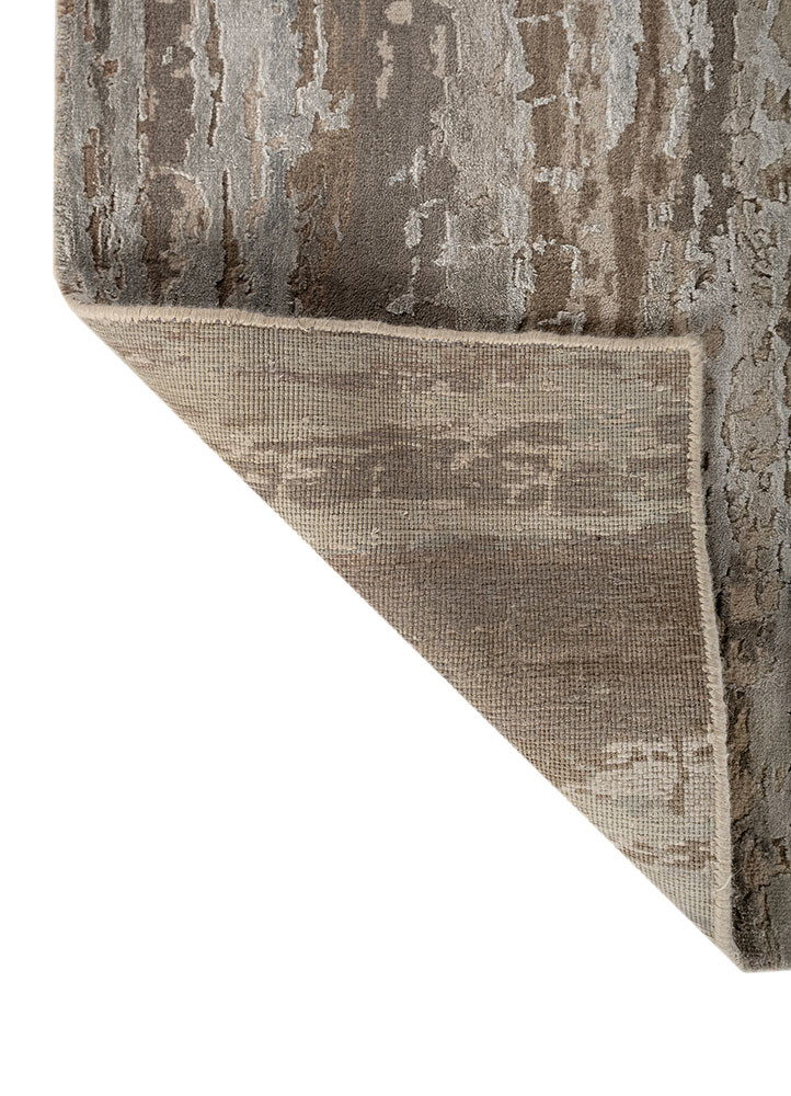 chaos theory by kavi ivory wool and bamboo silk hand knotted Rug - Backing Shot