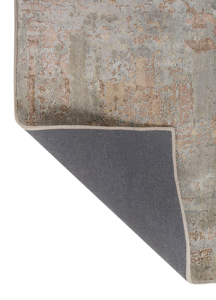 chaos theory by kavi ivory wool and bamboo silk hand knotted Rug - Backing Shot