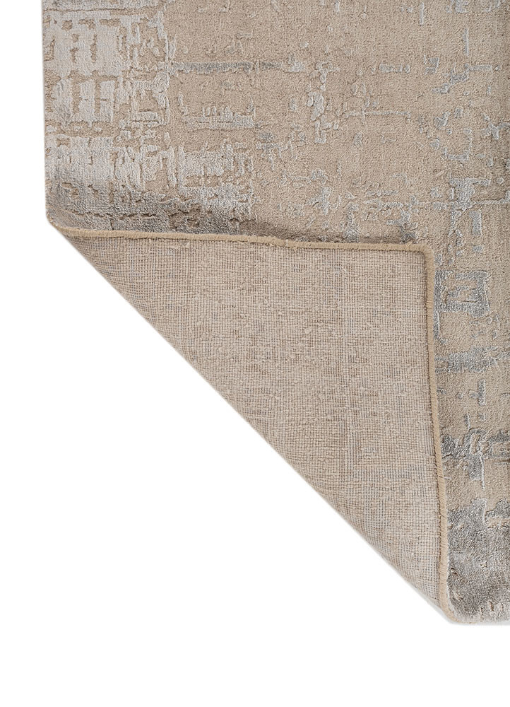 chaos theory by kavi ivory wool and bamboo silk hand knotted Rug - Backing Shot