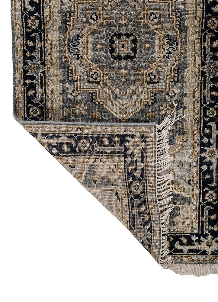 savana grey and black wool hand knotted Rug - Backing Shot savana grey and black wool hand knotted Rug - Backing Shot
