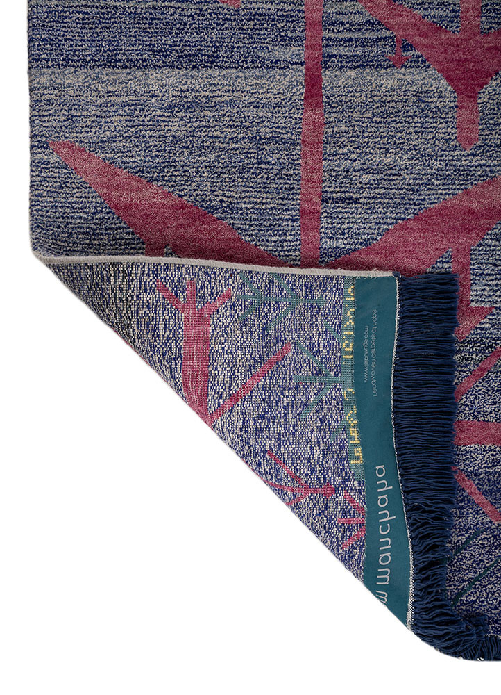 freedom manchaha blue wool and bamboo silk hand knotted Rug - Backing Shot freedom manchaha blue wool and bamboo silk hand knotted Rug - Backing Shot